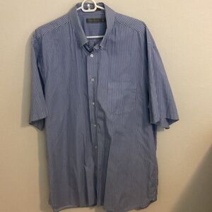 Daniel Cremieux Blue and White Striped Casual Shirt